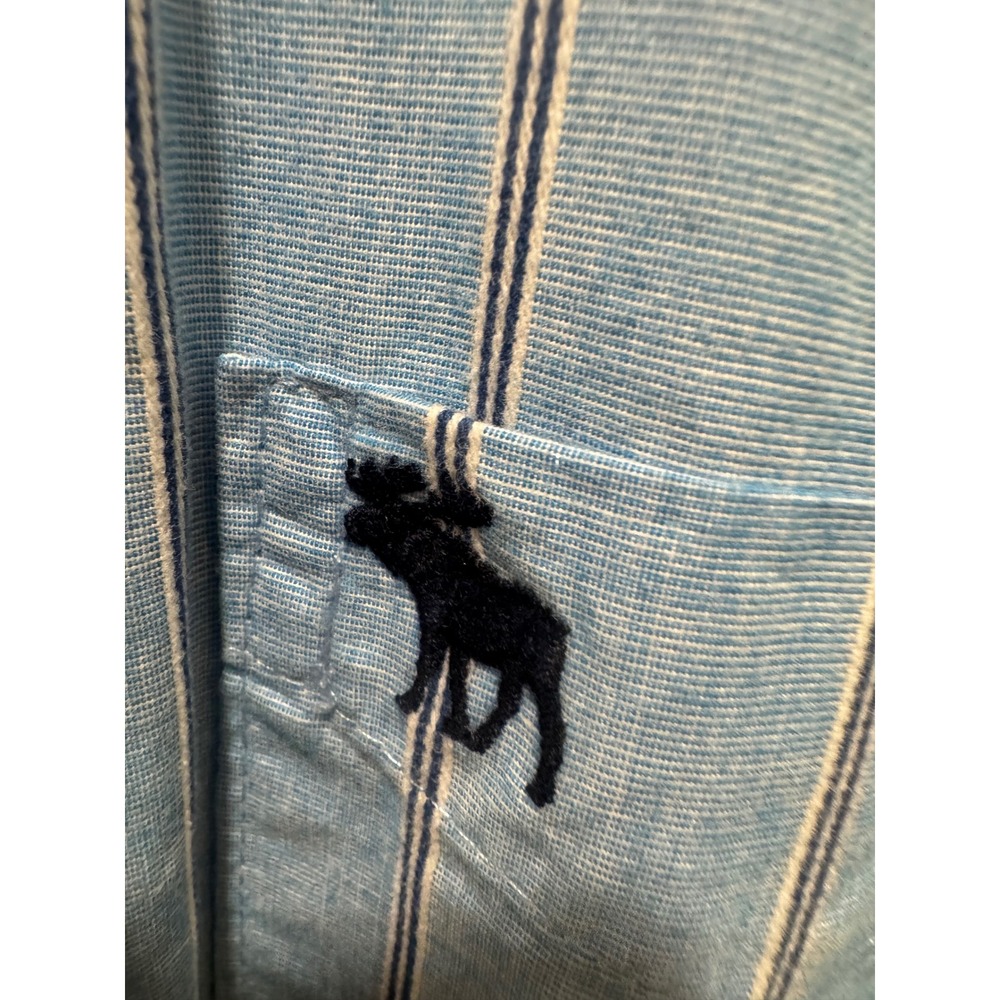 Abercrombie Kids Button Down Shirt Youth XL Blue Striped Long Sleeve - Picture 2 of 5